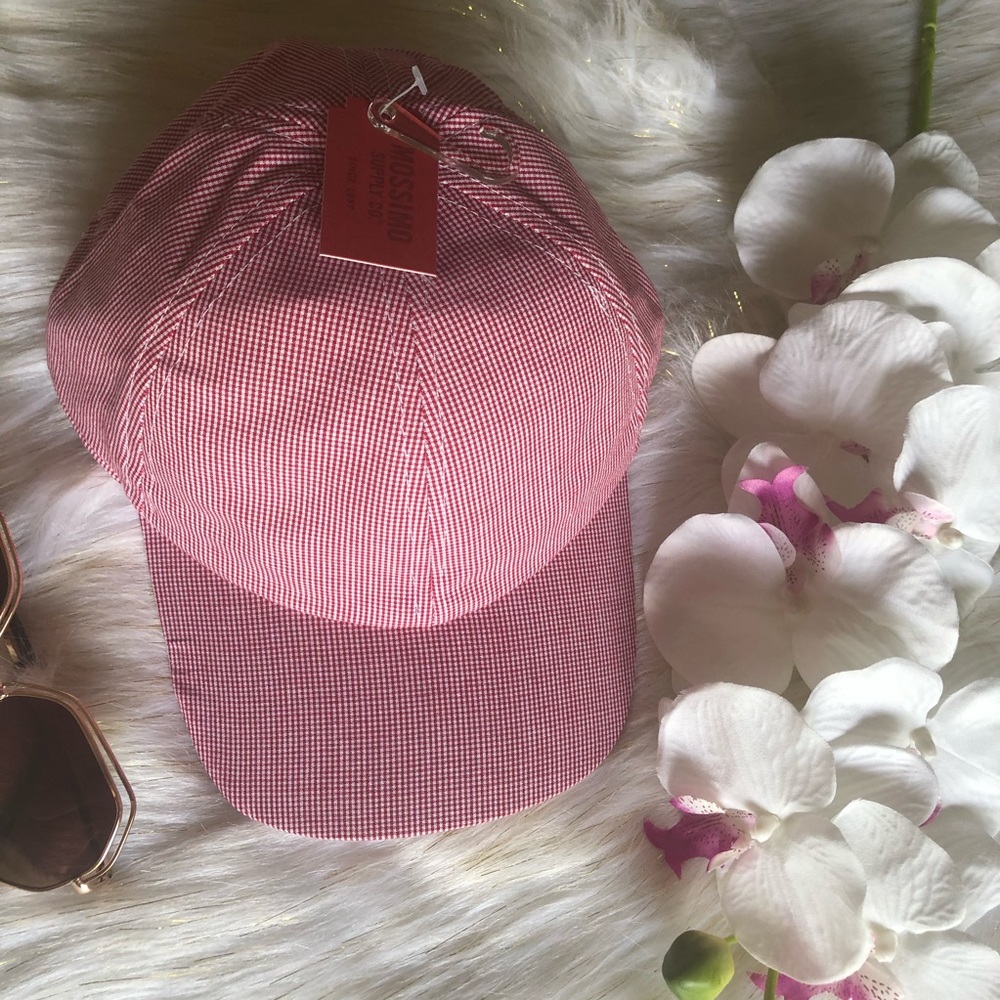 Gingham Red & White Baseball Cap Adjustable NWT